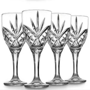 Godinger "Dublin" Clear Crystal Wine Goblets Set of 4 - NEW!